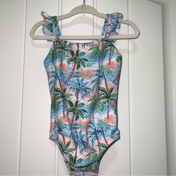Southern Smocked Co Other - Southern Smocked Co Toddler Pastel Palms One-Piece Swimsuit Size 24M/2T